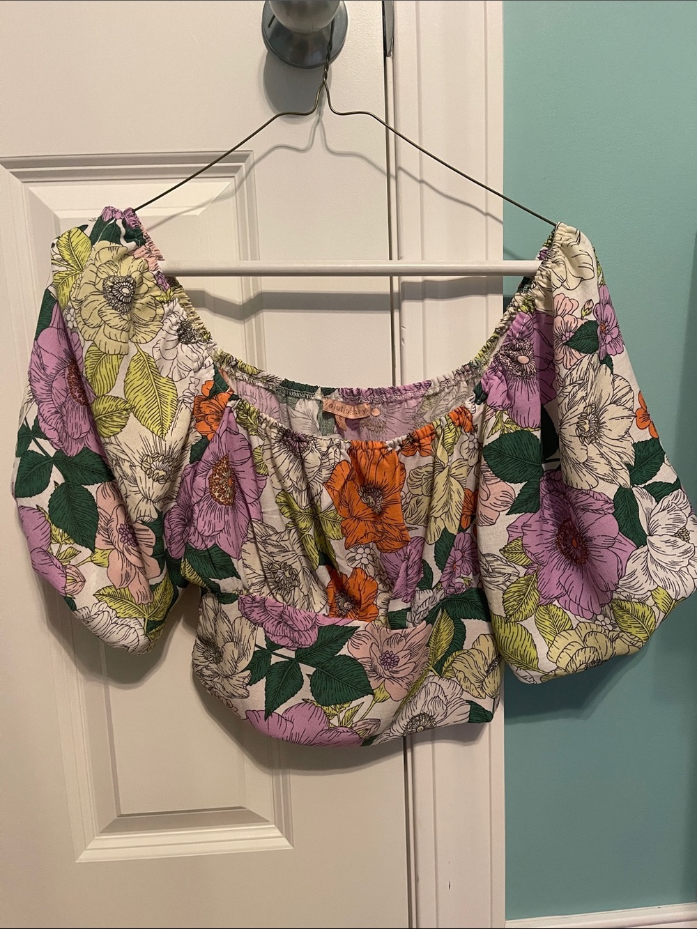 Floral Off-the-Shoulder Crop Top in Multicolor